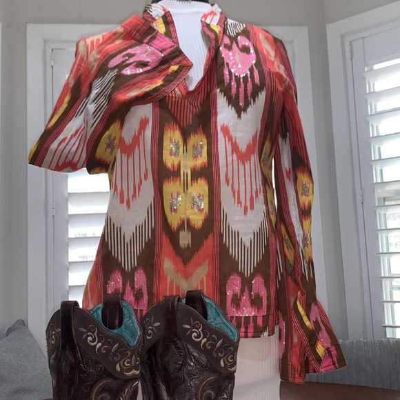 EUC Tory Burch Southwest Bling Top 6 - Picture 3 of 9